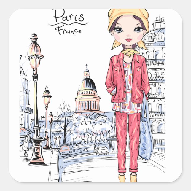 Carré Sticker Paris Pink France (Devant)