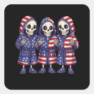 Carré Sticker patriotique Skeleton Trio