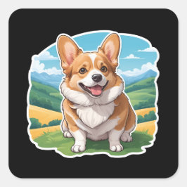 Carré Sticker Pembroke Welsh Corgi