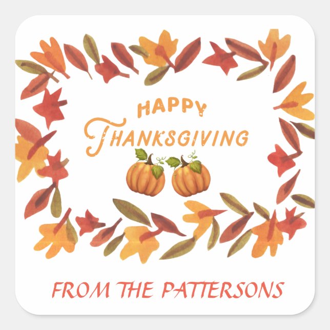 Carré Sticker PERSONNALISÉ bon thanksgiving (Devant)