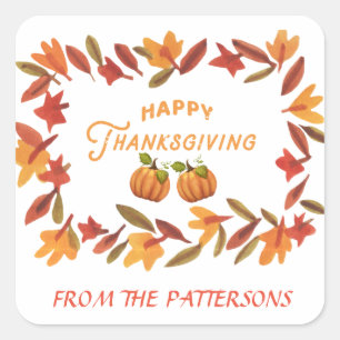Carré Sticker PERSONNALISÉ bon thanksgiving