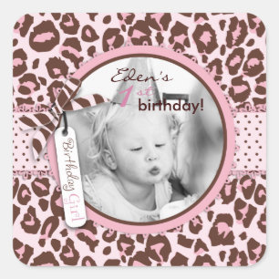 Carré Sticker photo fille Cheetah 2