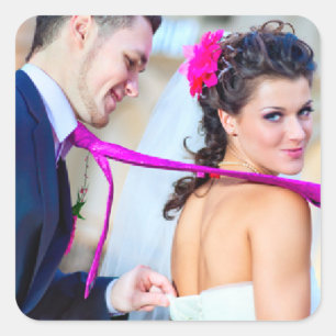 Carré Sticker photo Mariage simple