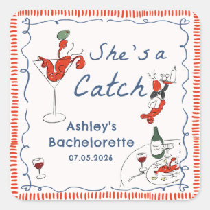 Carré Sticker pour bachelorette au homard