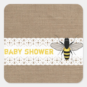 Carré Sticker pour bébé abeille au miel inspiré Burlap