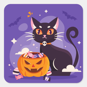 Carré Sticker pour chat Halloween