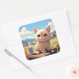 Carré sticker pour chat mignon