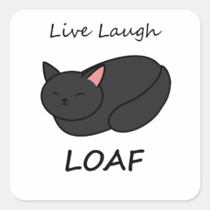 Carré Sticker pour chat noir Loaf Rire en direct