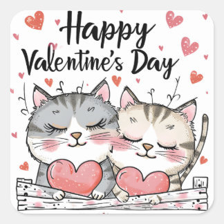 Carré Sticker pour chats de la Saint-Valentin