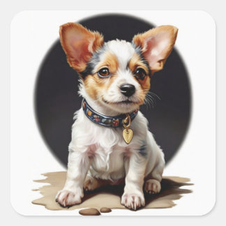 Carré Sticker pour chiot de la chaîne Terrier Toy Fox