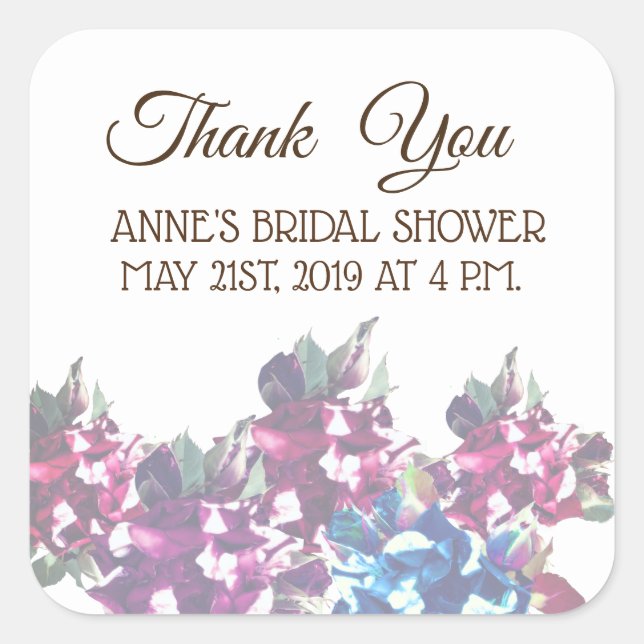 Carré Sticker pour douche nuptiale rose (Devant)