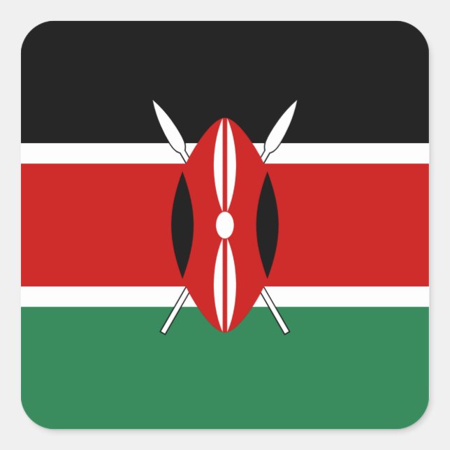 Carré Sticker pour drapeau du Kenya (Devant)