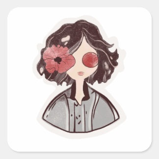 Carré Sticker pour enfant à fleurs mystique