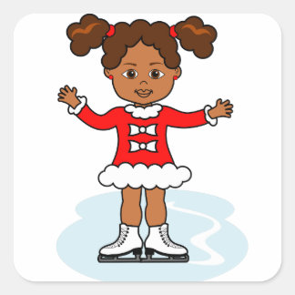 Carré Sticker pour fille de patineuse à dessin
