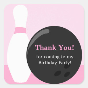 Carré Sticker pour la fête d'anniversaire de Bowling Gir