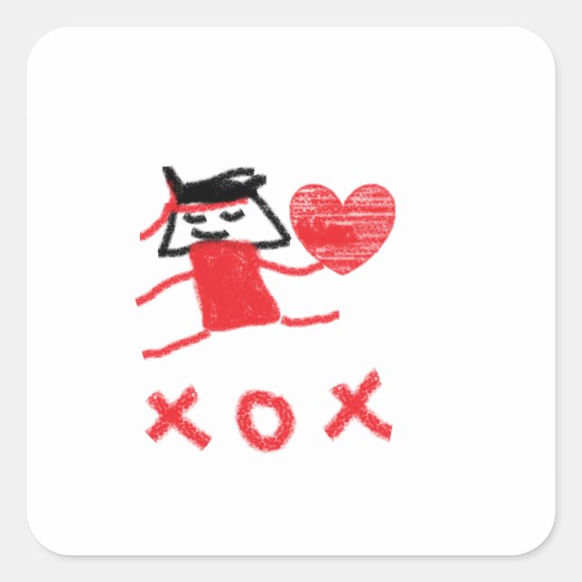 Carré Sticker pour la Saint Valentin de champignons (Devant)