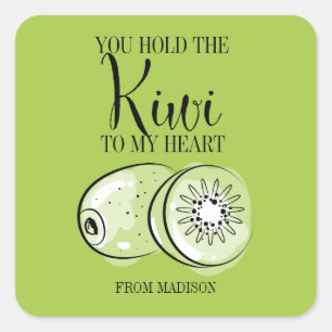 Carré Sticker pour la Saint Valentin Kiwi Heart Funny Fr