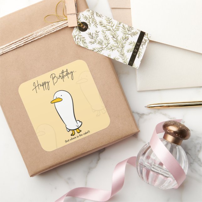 Carré Sticker pour l'anniversaire de canard drôle - Cade (Cadeaux)