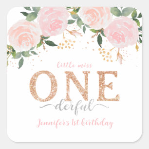Carré Sticker pour le 1er anniversaire de Little Miss On