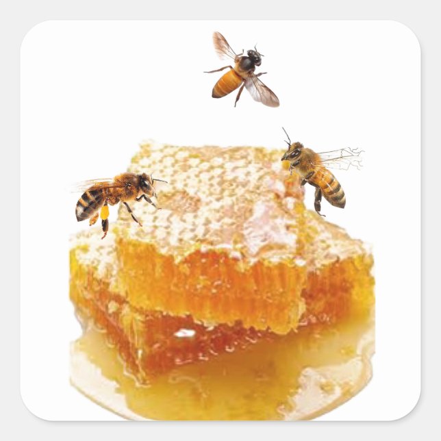 Carré Sticker pour les abeilles de miel (Devant)