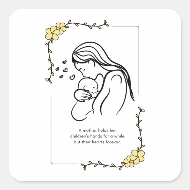Carré Sticker pour les citations d'amour de la mère (Devant)