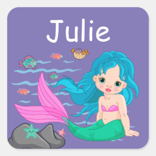 Carré Sticker pour nom de sirène pour enfants
