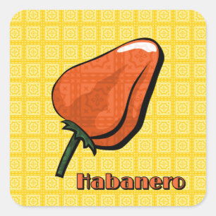 Carré Sticker pour poivron chili Habanero