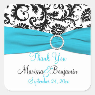 Carré Sticker Privilège Mariage damassé Bleu, Blanc, Noi