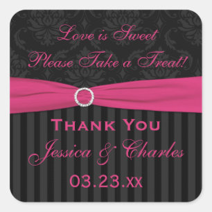 Carré Sticker Privilège rose Grey Mariage damassé