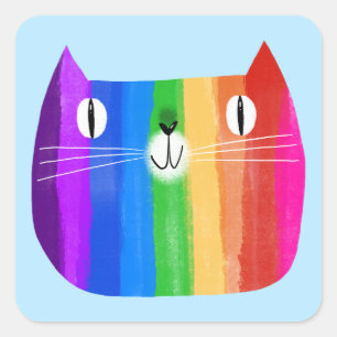 Carré Sticker Rainbow Cat