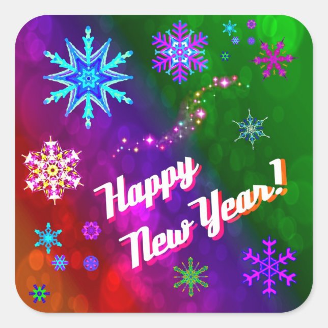 Carré Sticker Rainbow Snowflakes (Devant)