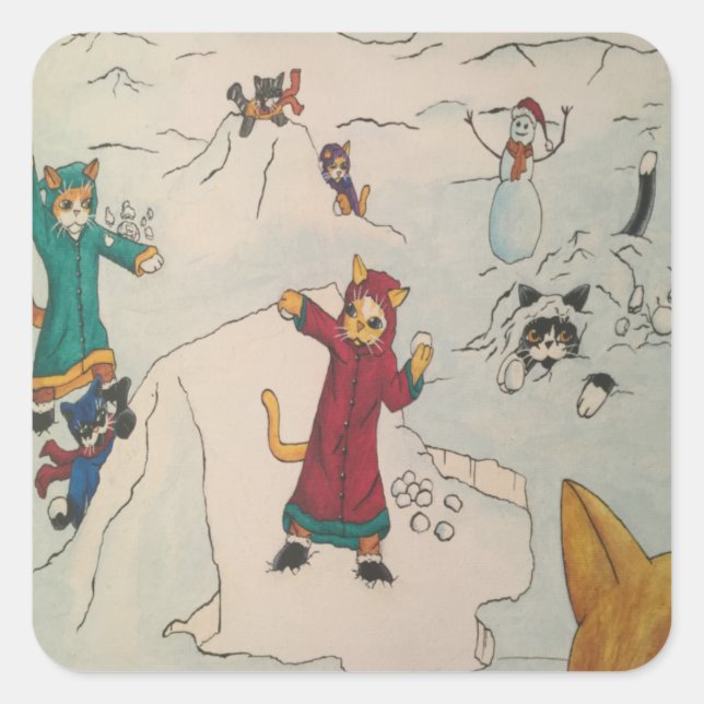 Carré Sticker rectangulaire pour les chats de combat (Devant)