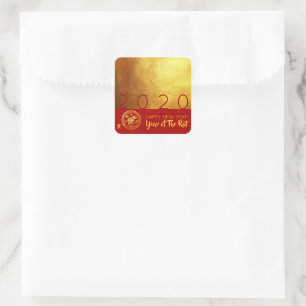 Carré Sticker Red Gold Chinese Rat coupé en papier 2020