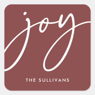 Carré Sticker Red Minimalist Joy Holiday