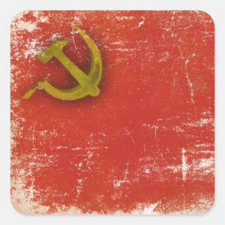 Carré Sticker rétro avec Dirty Old Soviet Union Drapeau