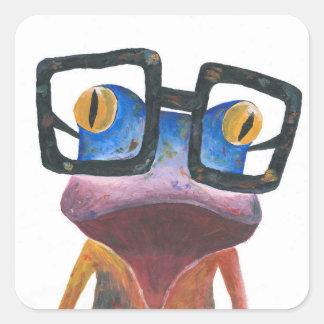 Carré Sticker rétro Gecko avec lunettes