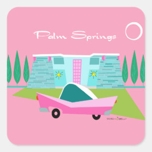 Carré Sticker Retro Pink Palm Springs