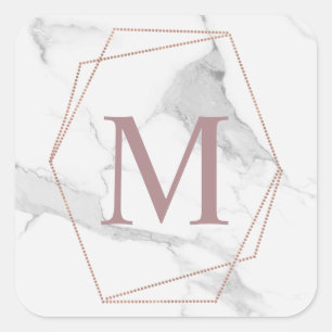 Carré Sticker rose en marbre doré