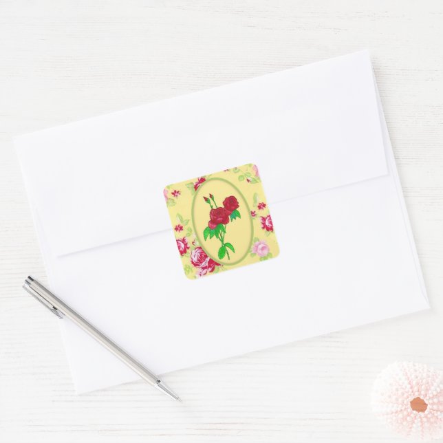 Carré Sticker Rose peint (Enveloppe)