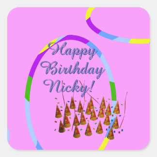 Carré Sticker rose pour l'anniversaire