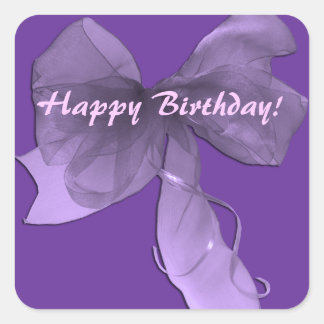 Carré Sticker rose violet heureux d'anniversaire