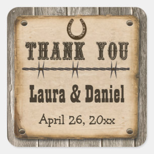Carré Sticker Rustique en bois occidental style mariage 