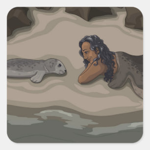 Carré Sticker Selkie et Pup