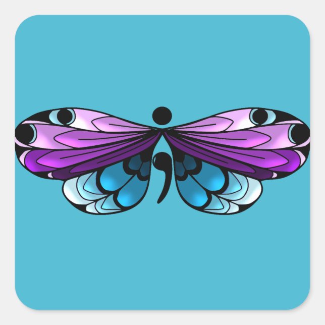 Carré Sticker semi-colon pour papillon de sensibilisatio (Devant)