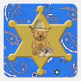 Carré Sticker Sheriff Badge Bandanna Bleu
