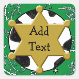 Carré Sticker Sheriff Badge Green Bandanna