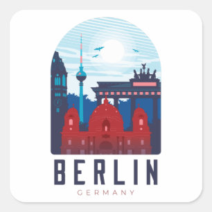 Carré Sticker Skyline Allemagne Berlin