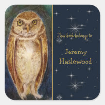 Sticker Slegme Bookplate Personnalisé Wise Owl