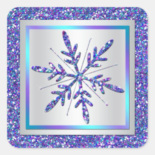 Carré Sticker Snowflake violet, Parties scintillant arge
