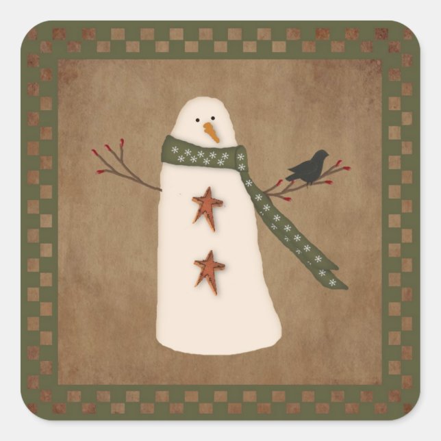 Carré Sticker Snowman Primitif (Devant)